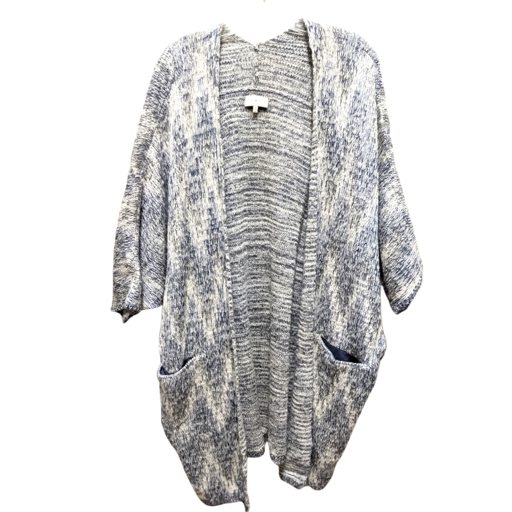 Lucky Brand oversized long cardigan blue white lagenlook cozy